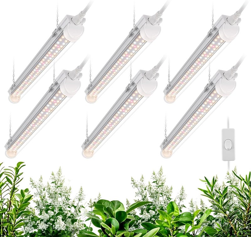 Bstrip T8 Grow Light, 1.4FT 108W (6 x 18W) Plant Lights for Indoor Growing, Full Spectrum with 660nm Red LEDs, 3467K, Ideal for Indoor Plants, Greenhouse, Linkable Design with On/Off Switch, 6-Pack - Image 1